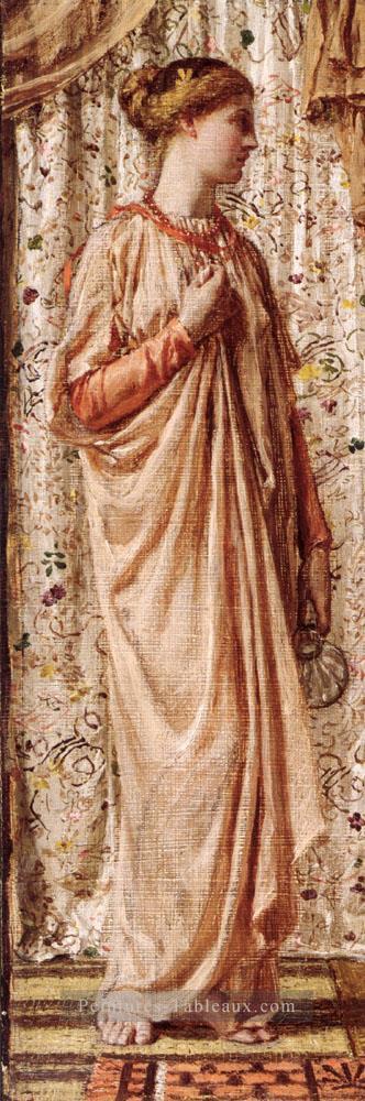 Figure féminine debout tenant un vase figures féminines Albert Joseph Moore Peintures à l'huile